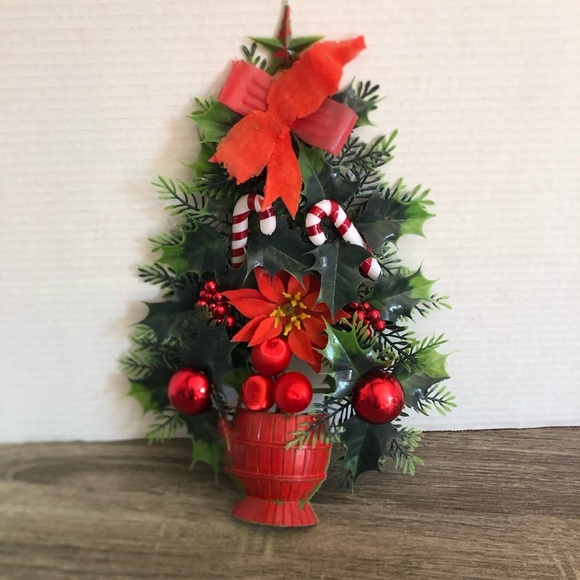 Vtg 70’s Flocked Tree Wall Decor - Picture 1 of 12